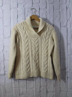 Original Aran Co  Small Cable Knit Longsleeve 100% Wool Heavyweight Sweater